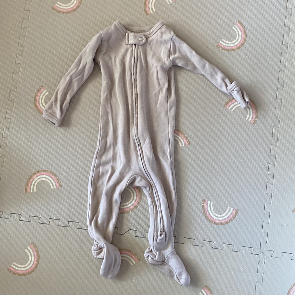 L’ovedbaby Organic Baby Zipper Footie Vanilla Size 3-6m